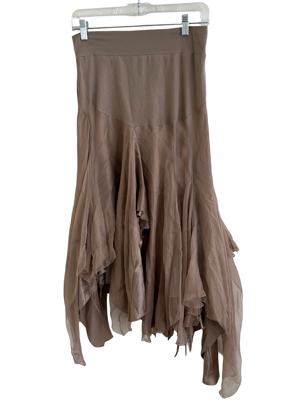 Linda Loudermilk Tan 100% Silk Fairy Chiffon Skirt NWT Small - Picture 3 of 9
